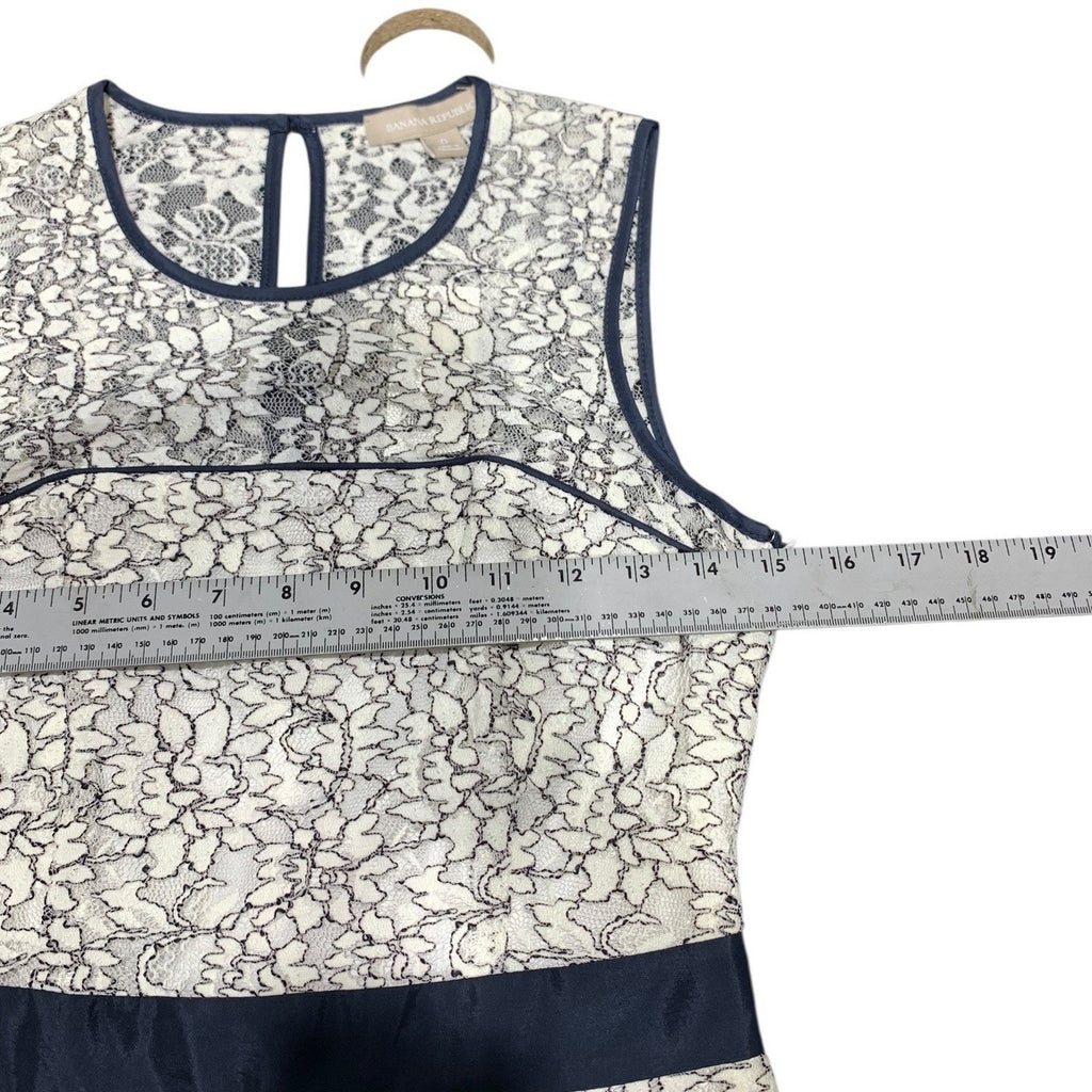 Banana Republic Womens White Navy Floral Lace Sleeveless Sheath Dress Size 0 NWT