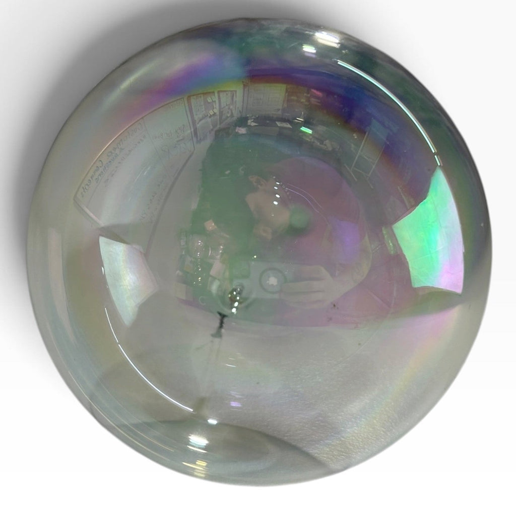 Large 7in Iridescent Hand Blown Glass Ornament Sphere Oil Slick Rainbow Decor