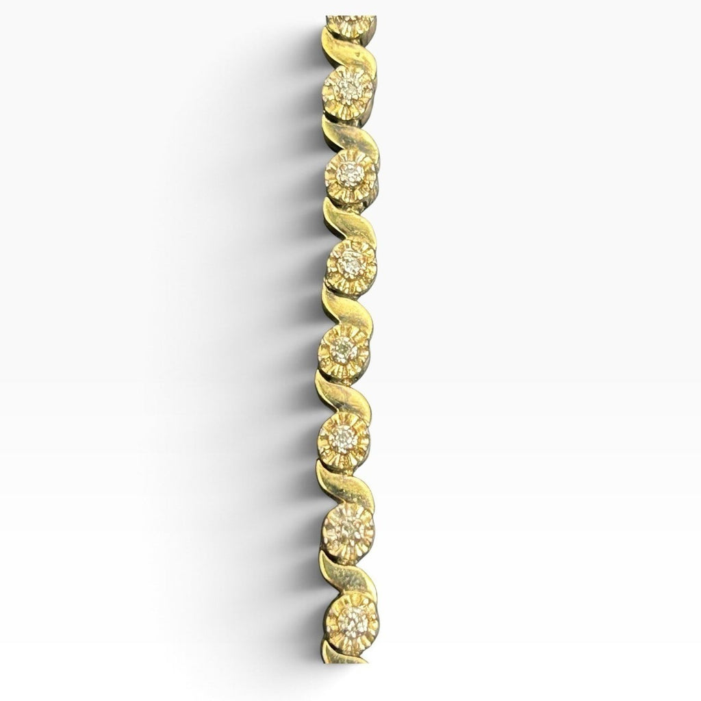 Sterling Silver 925 Gold Tone XOX Gemstone Tennis Bracelet 7.75" 16g