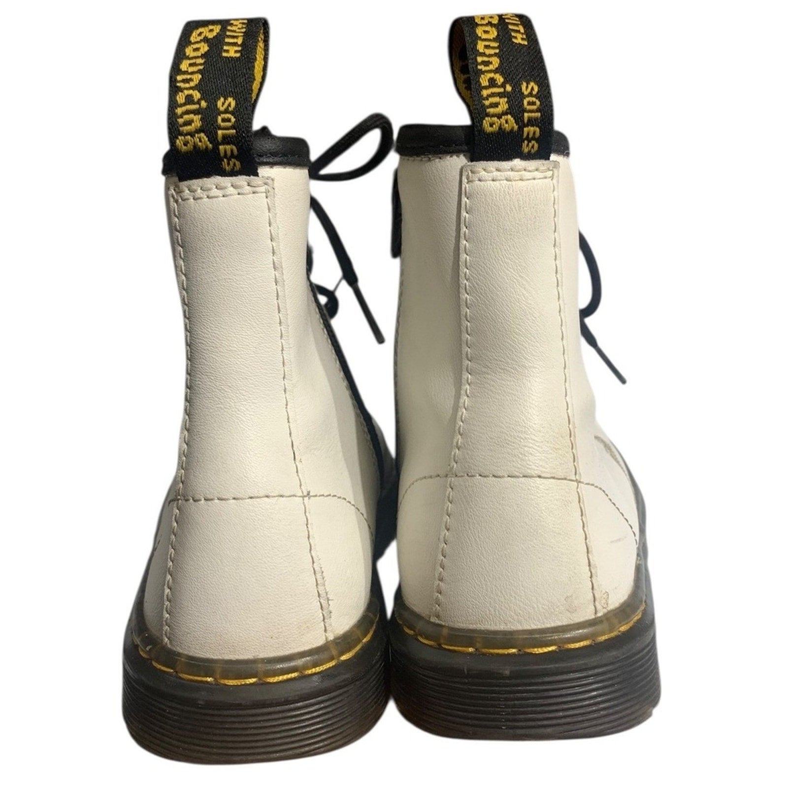 Dr Martens Kids White Zavala J Boots Size 4 US M 5 US L Side Zip Lace Up