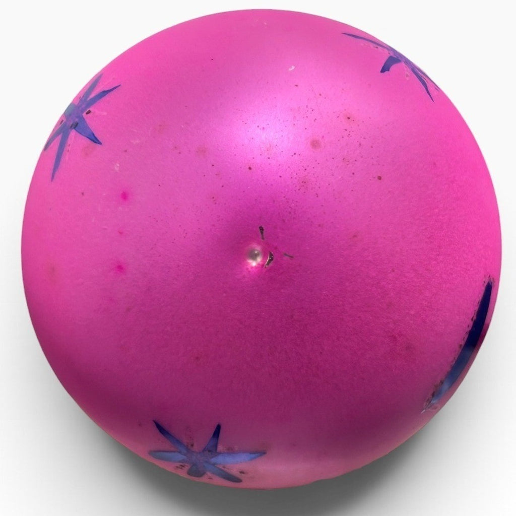 Vintage Poland Pink Glass Christmas Ornament Tree Starburst 2.5" Round Retro