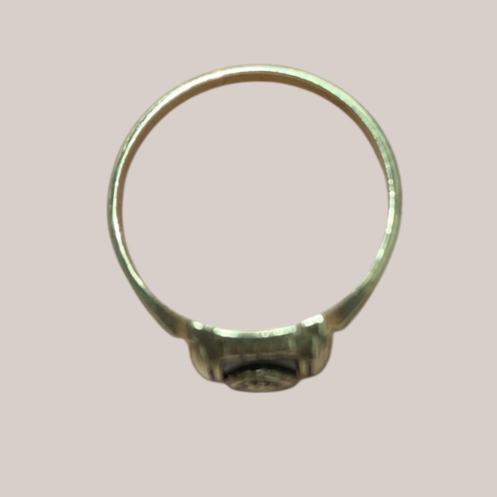Vintage Visalia Union High School 14K Yellow Gold Class‎ Ring Red Stone Size 6.5
