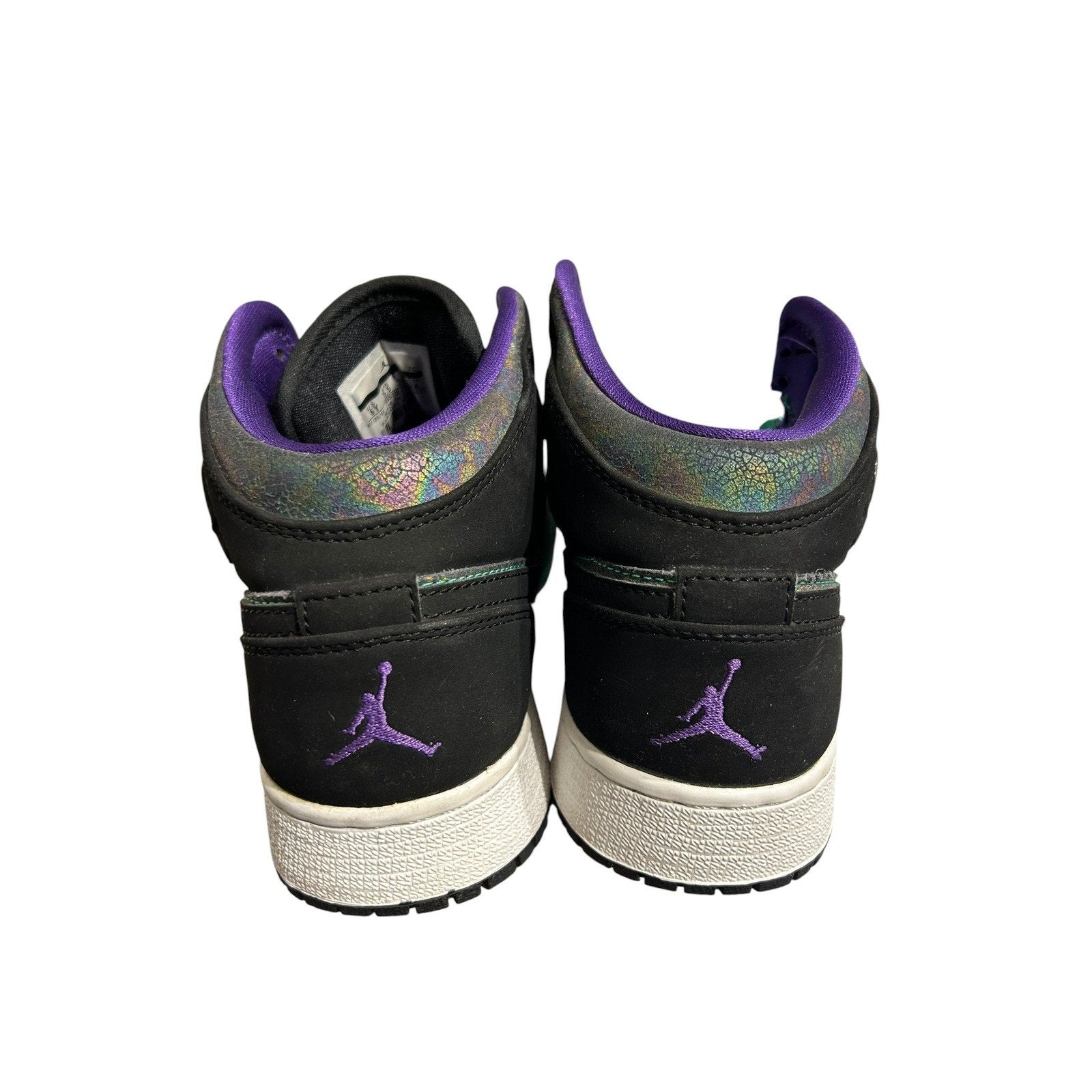 Jordan 1 Mid Atomic Teal Ultraviolet Iridescent 555112-309 Mens 6Y Kids Shoes