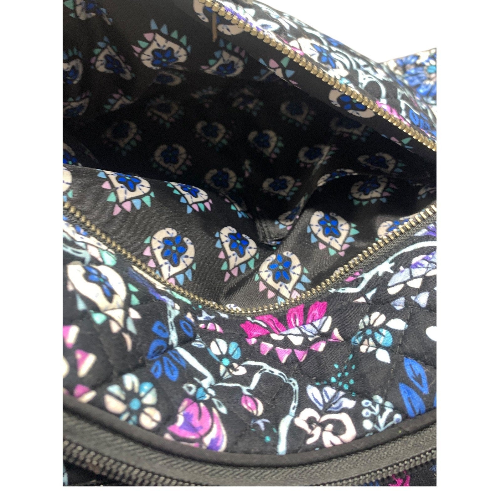 Vera Bradley Night and Day Indigo Quilted Floral Weekender Travel Duffel Bag