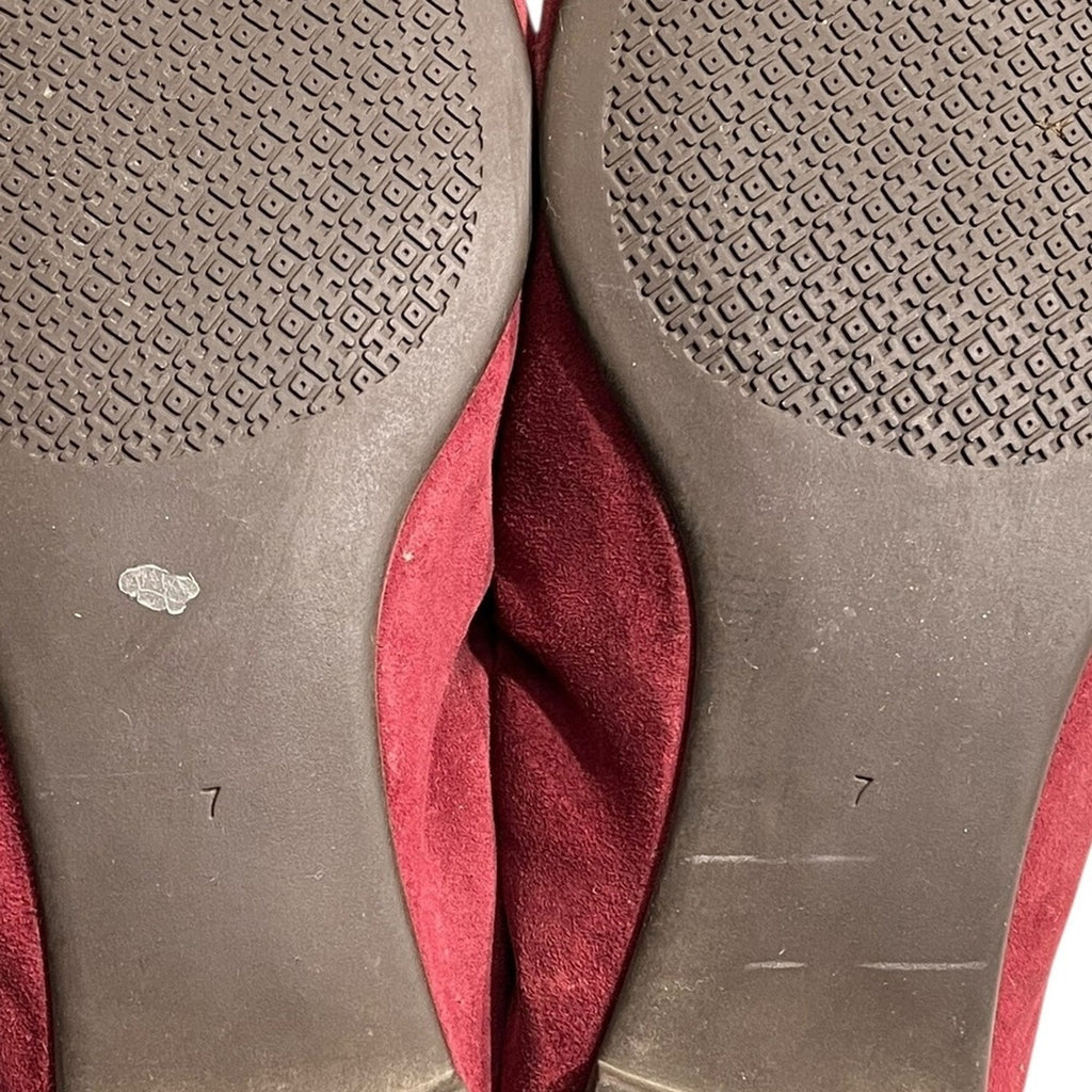 Tory Burch Burgundy Suede Ballet Flats Women's Size 7 Embellished Logo