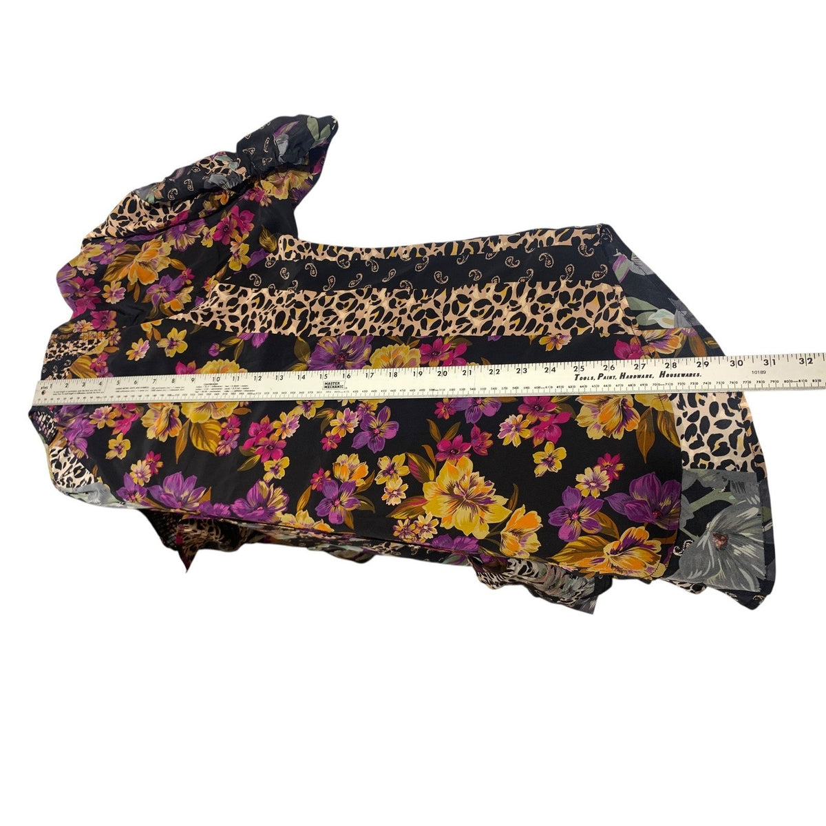 Johnny Was Zane Silk Easy Blouse Blend Patchwork Floral Leopard XL Black Multi