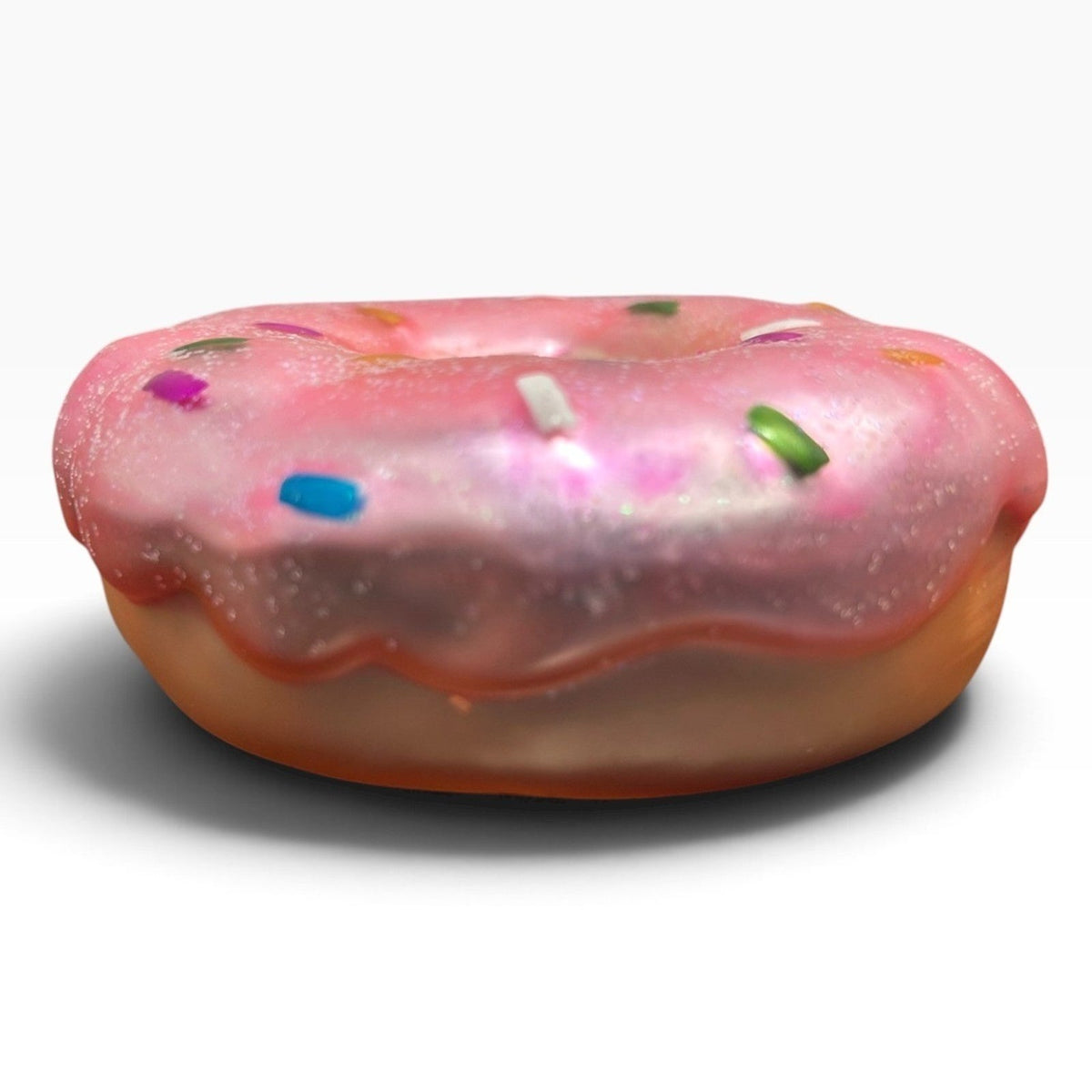 Old World Christmas Pink Glazed Donut Glass Ornament Sprinkles 32151
