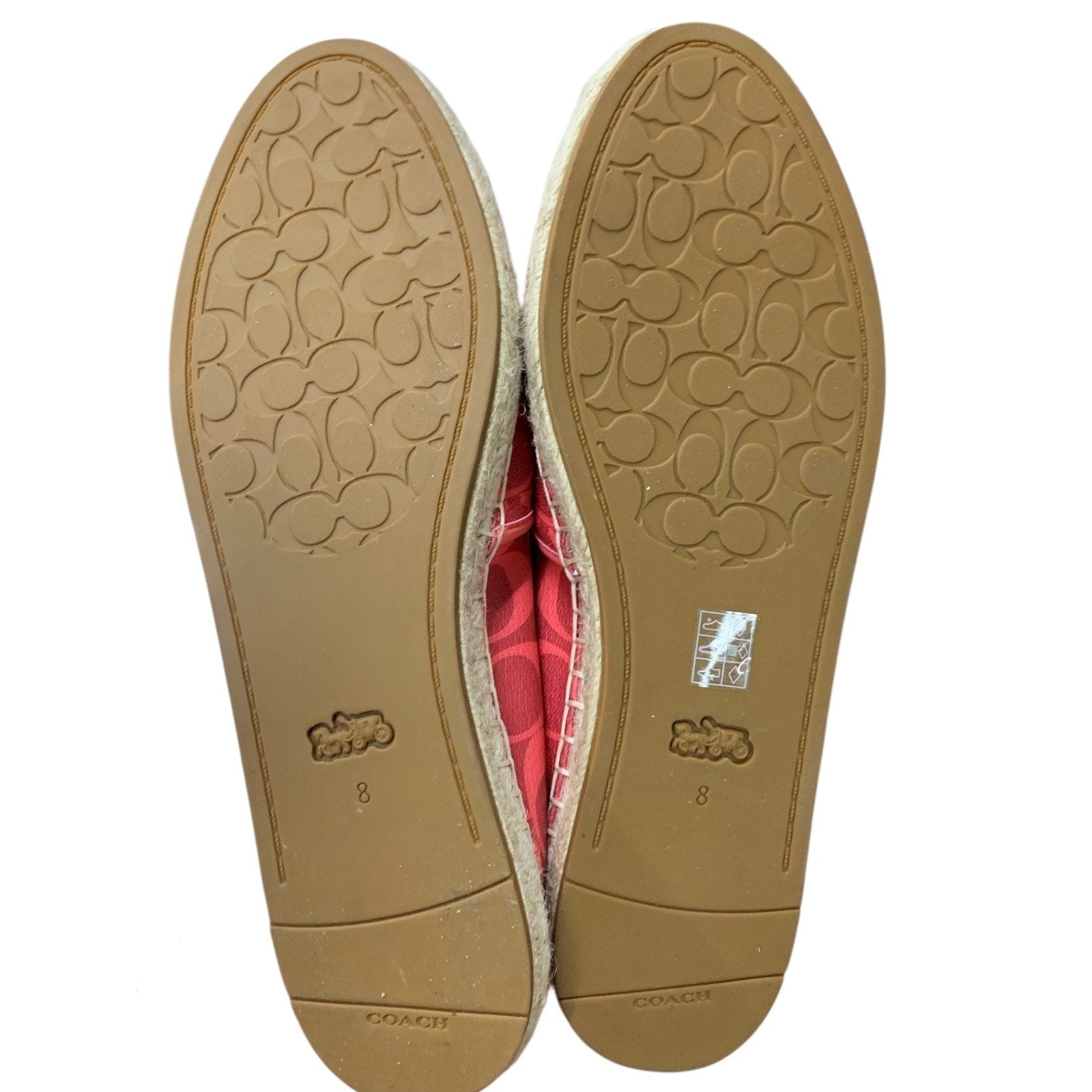 COACH Espadrille Slip On Shoes Pink Signature Espadrilles Tassel Accents SIZE 8b