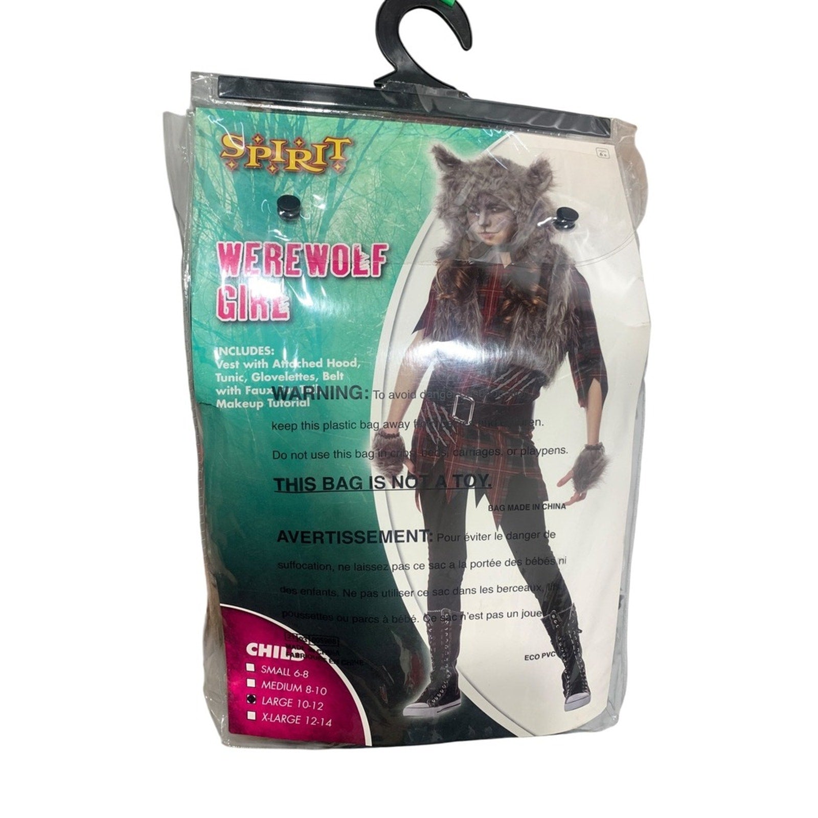Spirit Halloween Werewolf Girl Costume Child Large 10-12 Outfit