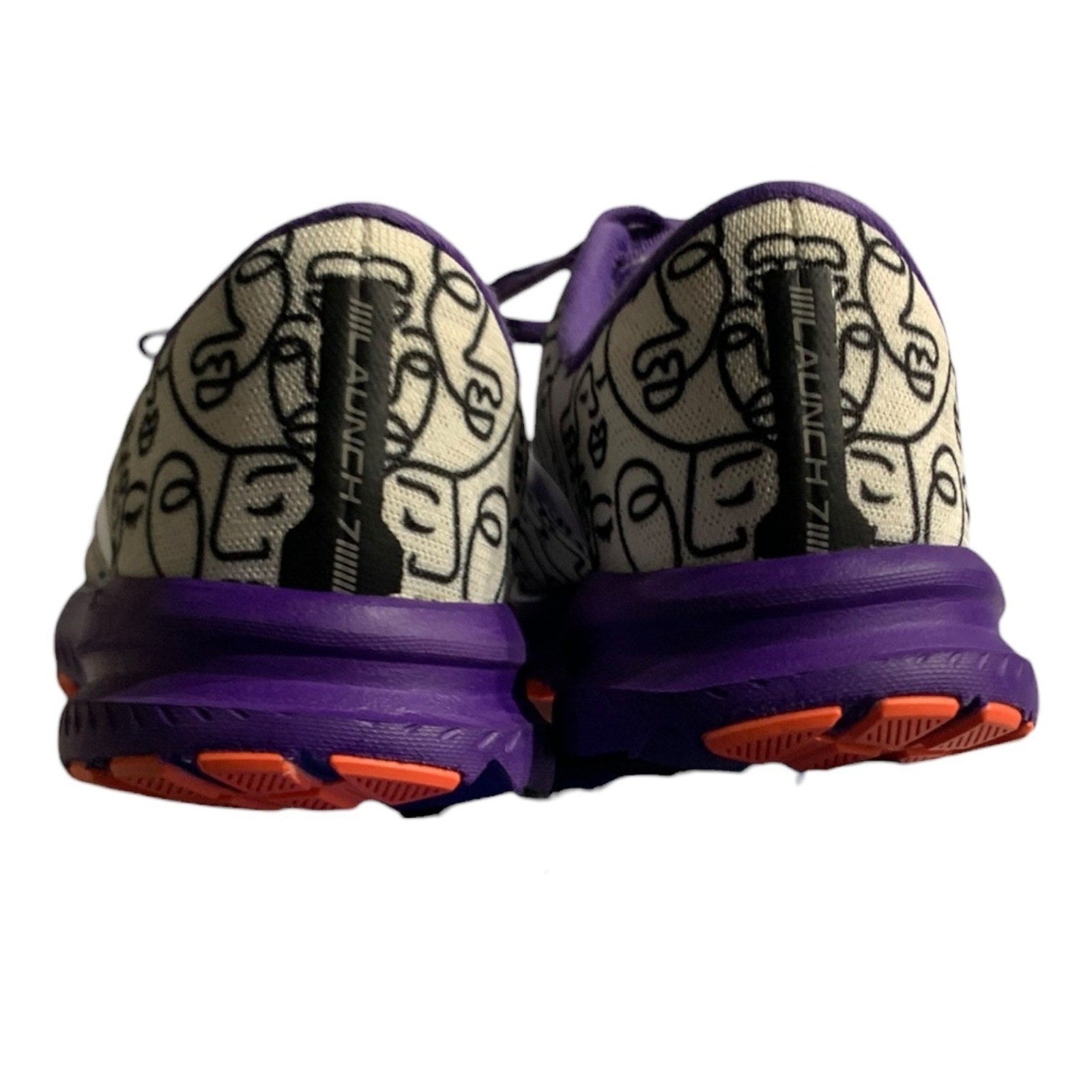 Brooks Launch 7 Running Shoes Womens 7.5 Purple Black White Doodle Face