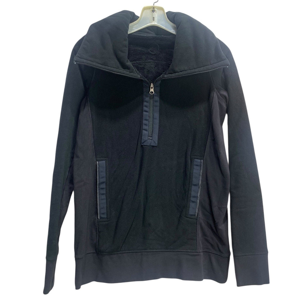 Lululemon Post Chaturanga Half Zip Fleece Pullover Black Size 4 Thumbholes cozy