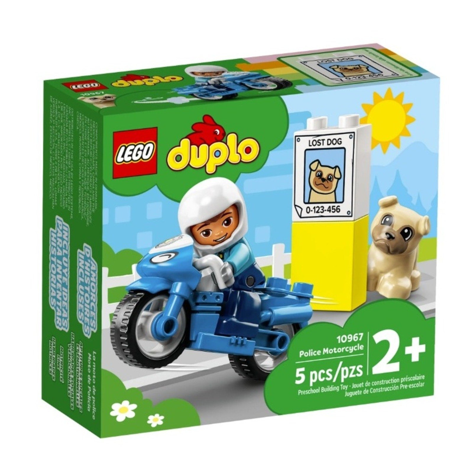 LEGO Duplo Police Motorcycle 10967 Building Toy Set 5 Pieces for Toddlers 2+