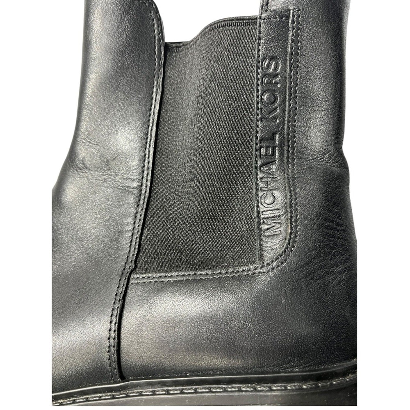Michael Kors Ridley Lug Sole Chelsea Bootie - black leather Size 7M