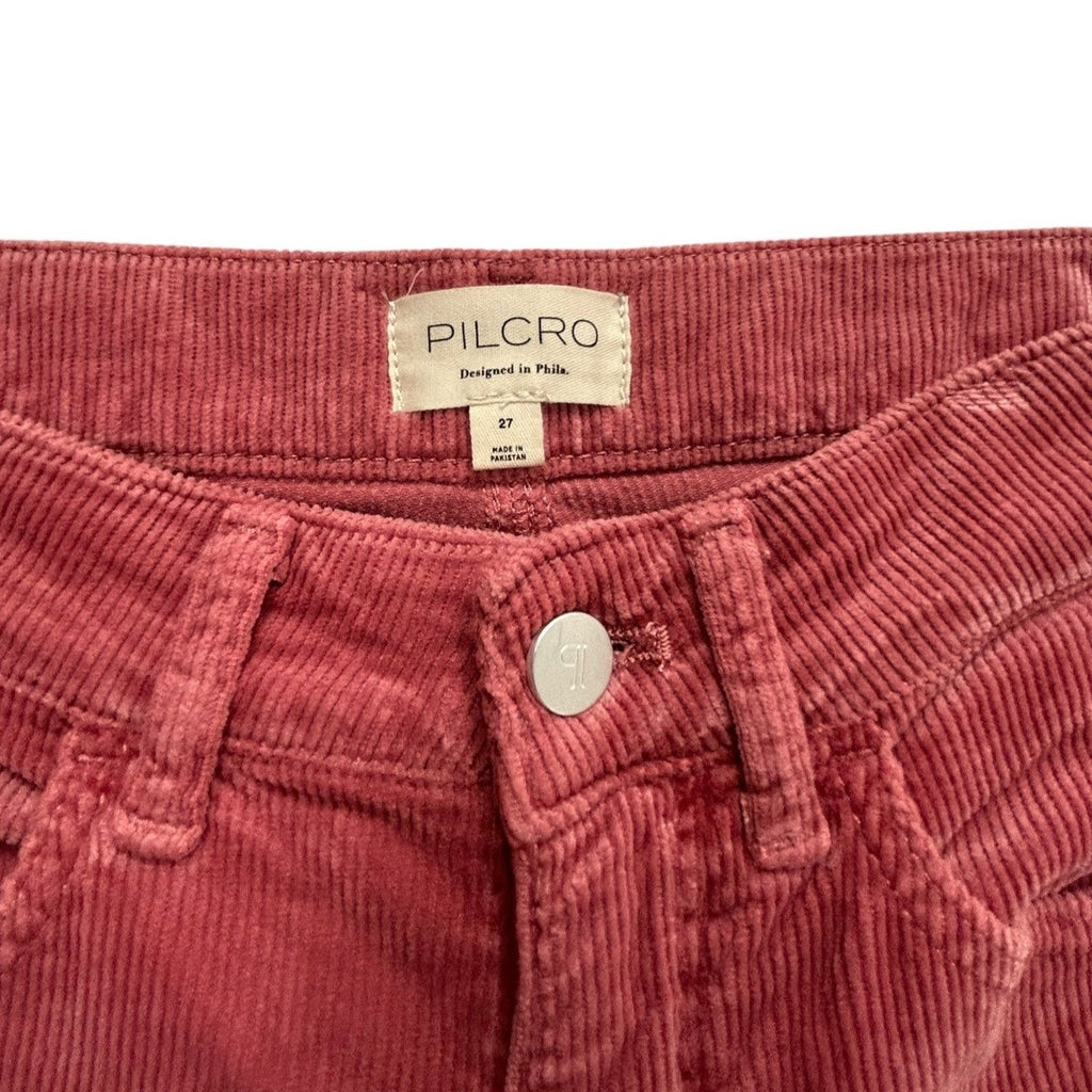Anthropologie Pilcro The Yaya Mid-Rise Corduroy Crop Flare Jeans Pink 27