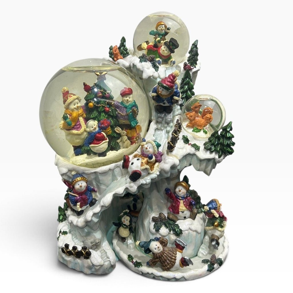 Kirkland Signature Christmas Musical 3 Snow Globe Snowman Winter Cave 11x8x6