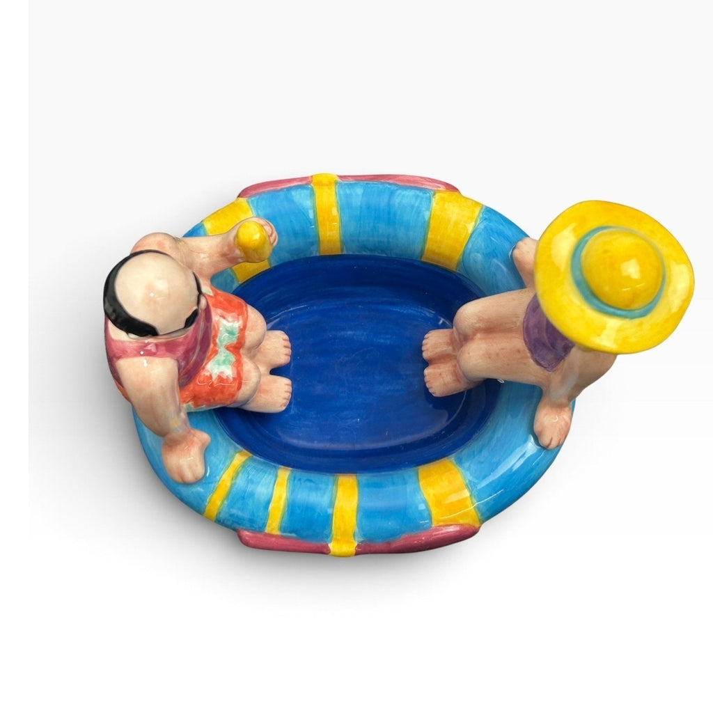 Summer Stock Swimming Pool Chip and Dip Set Ceramic 1998 Hand Painted