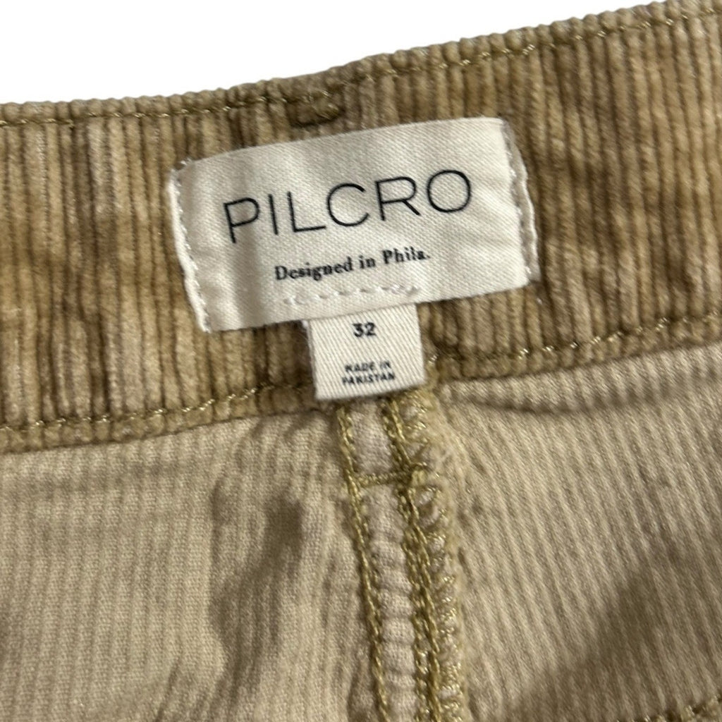 Anthropologie Pilcro The Yaya Mid-Rise Corduroy Crop Flare Jeans Tan Size 32