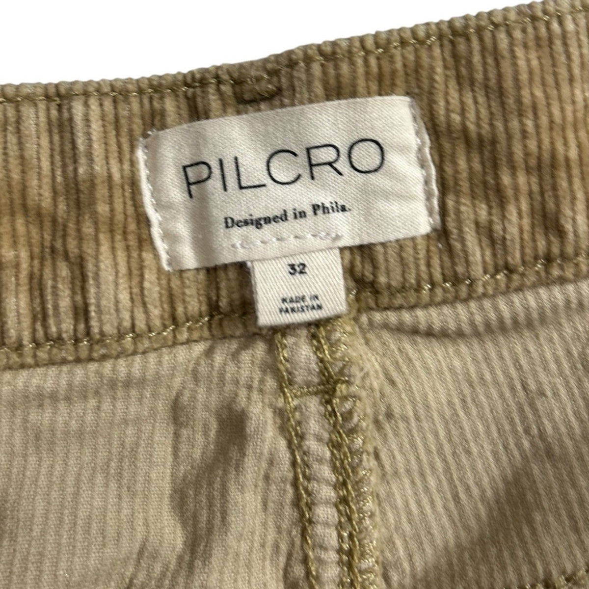 Anthropologie Pilcro The Yaya Mid-Rise Corduroy Crop Flare Jeans Tan Size 32