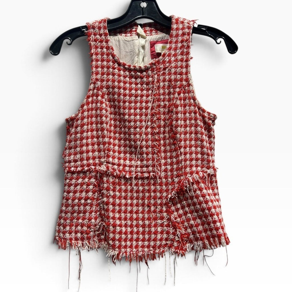 MAEVE Anthropologie Red & White Checked Tweed Sleeveless TankSize 0 Sleeveless