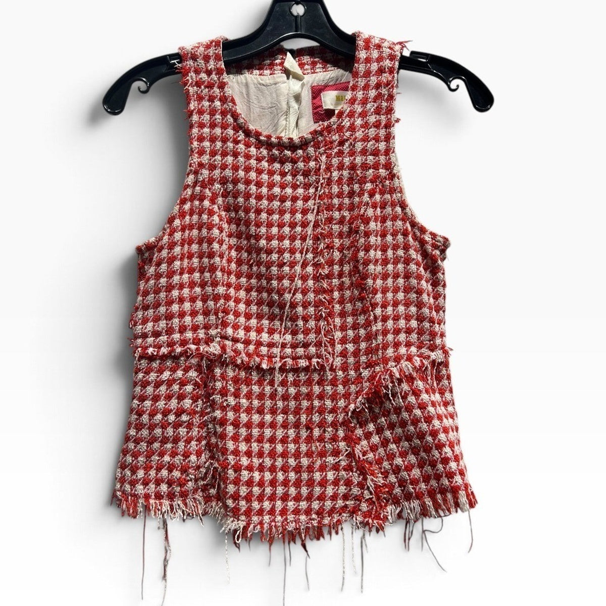 MAEVE Anthropologie Red & White Checked Tweed Sleeveless TankSize 0 Sleeveless