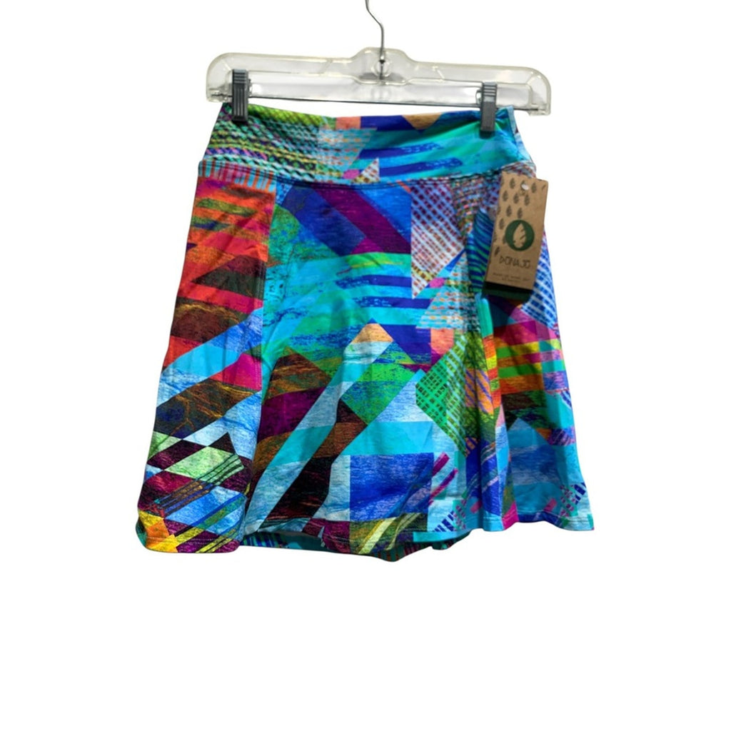 Dona Jo Seabreeze Skirt Colorful Geometric Print Athleisure Size S