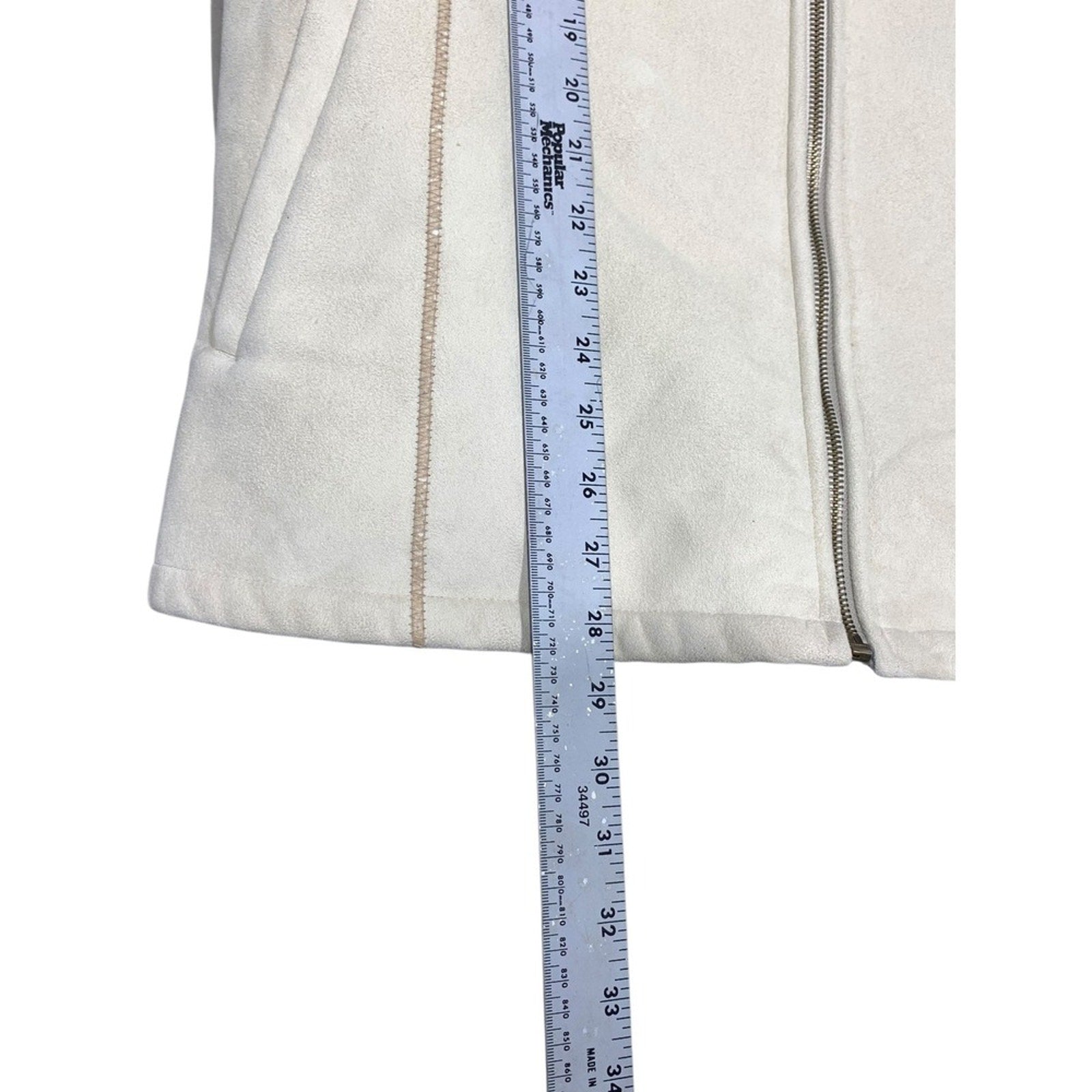 Marvin Richards Women's Beige Faux Suede Fur Lined Hooded Zip Up Jacket L