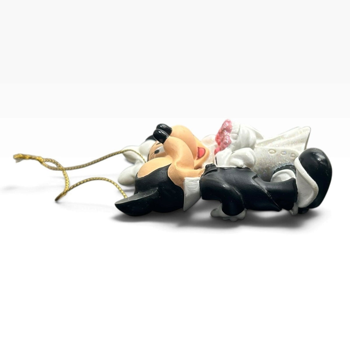 Disney Mickey and Minnie Mouse Wedding Bride Groom Glitter Ornament 2.75 inch