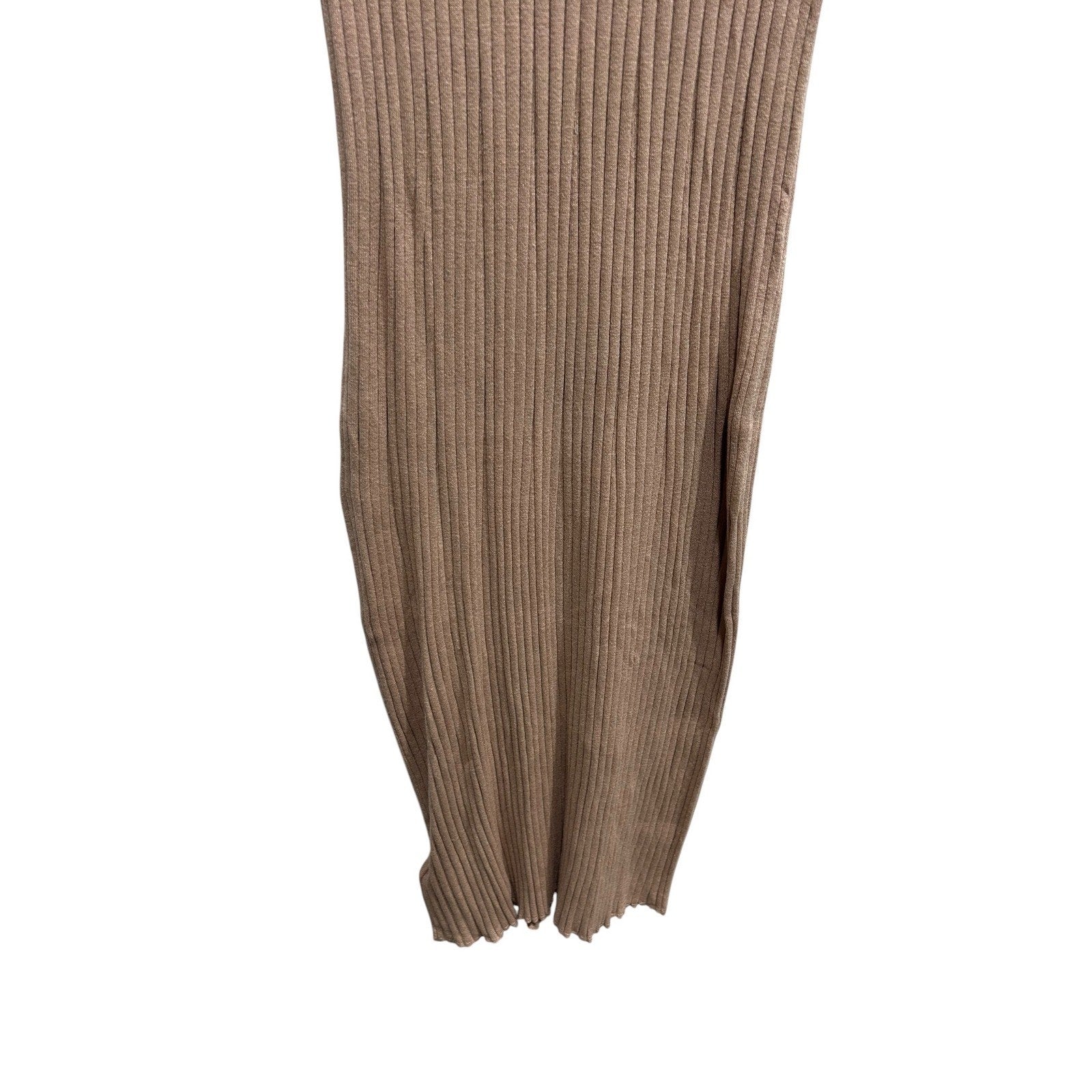 Varley Maeve Rib Knit Midi Dress Topa Taupe Short Sleeve Sweater Dress Small