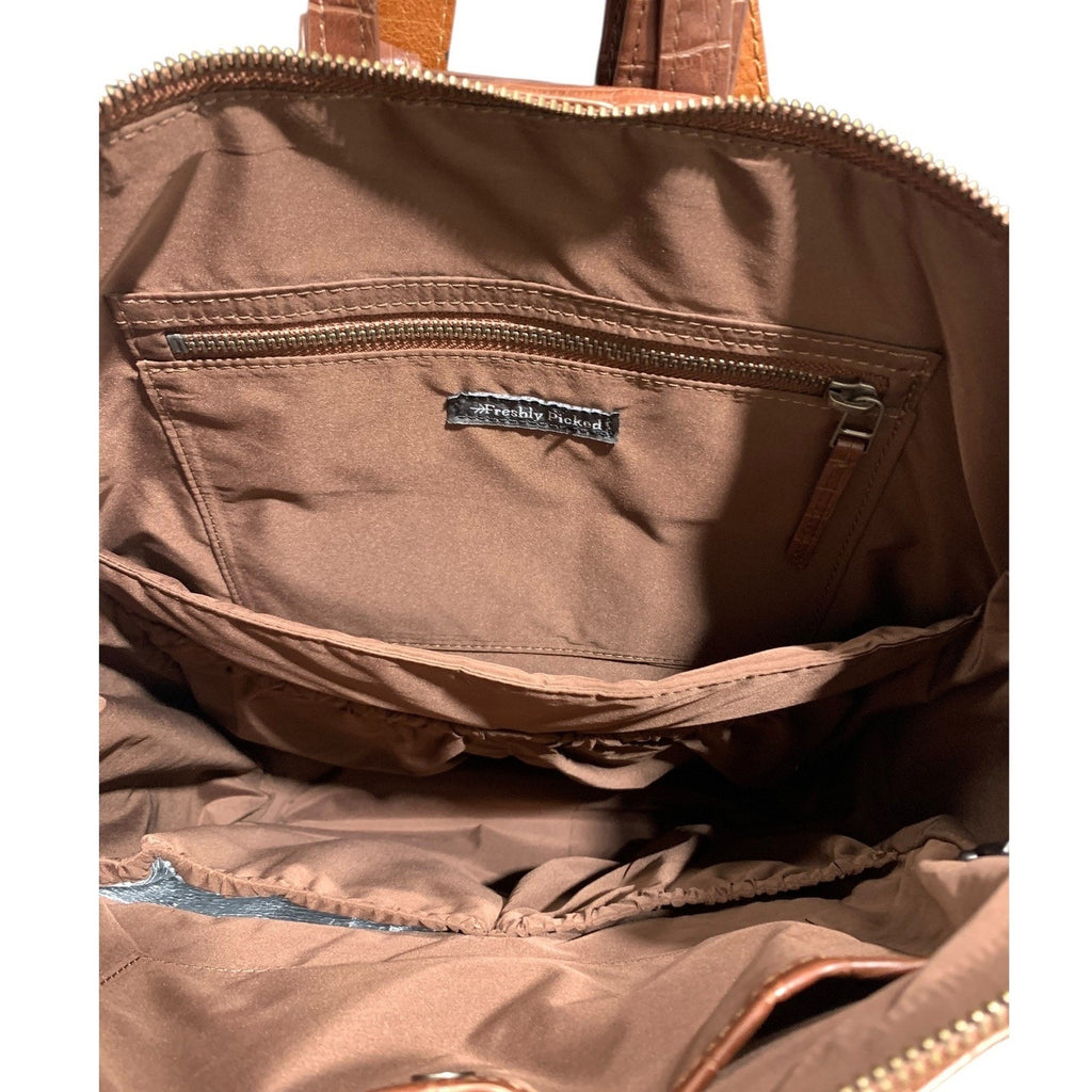 Freshly Picked Brown Croc Embossed Vegan Leather Classic Diaper Bag Backpack