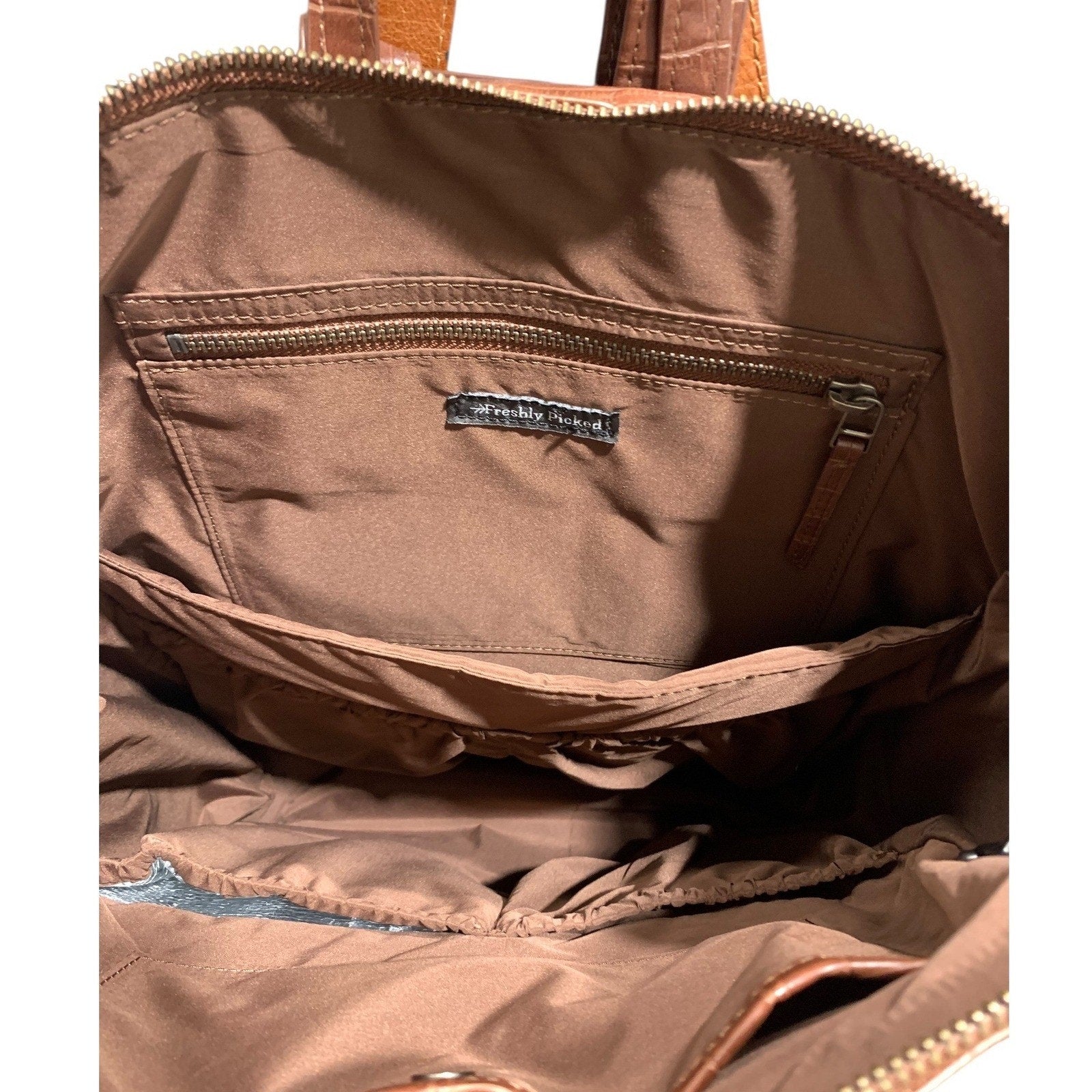 Freshly Picked Brown Croc Embossed Vegan Leather Classic Diaper Bag Backpack