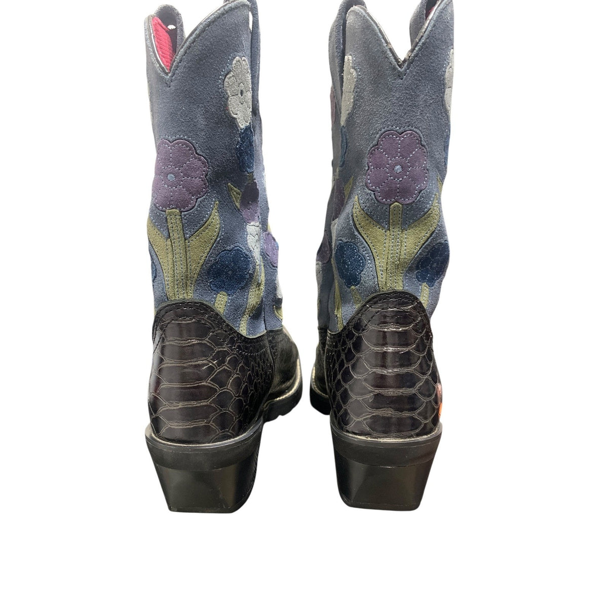 Ariat "Doll Baby" Floral Patchwork Cowboy Boots Snake Western blue Black size 7B