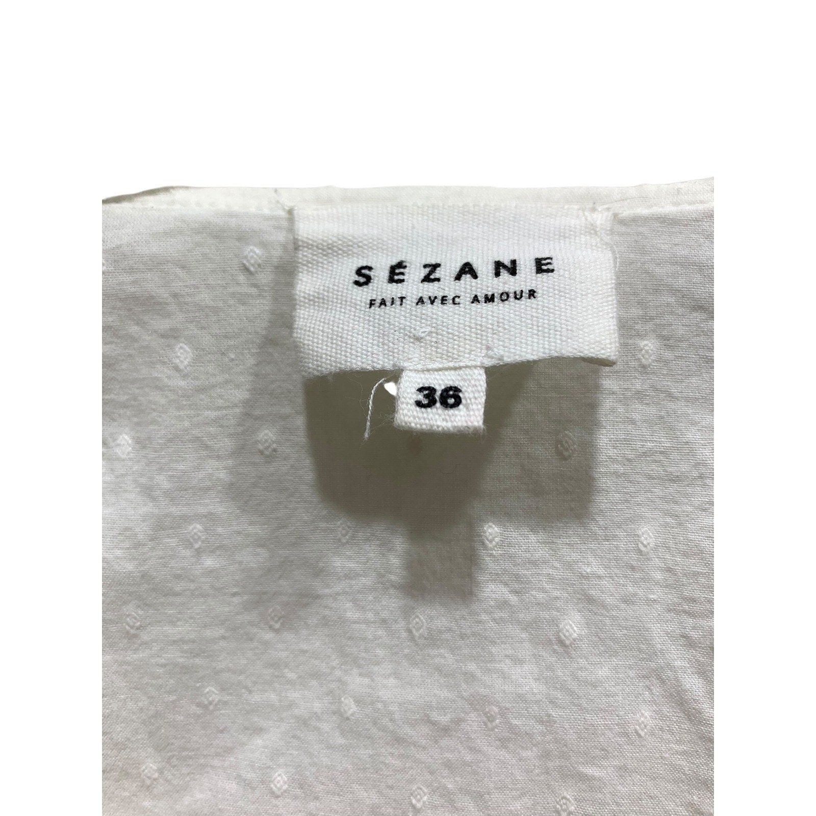Sézane White Swiss Dot Ruffle Blouse Size 36 French Girl Romantic Cottagecore 4