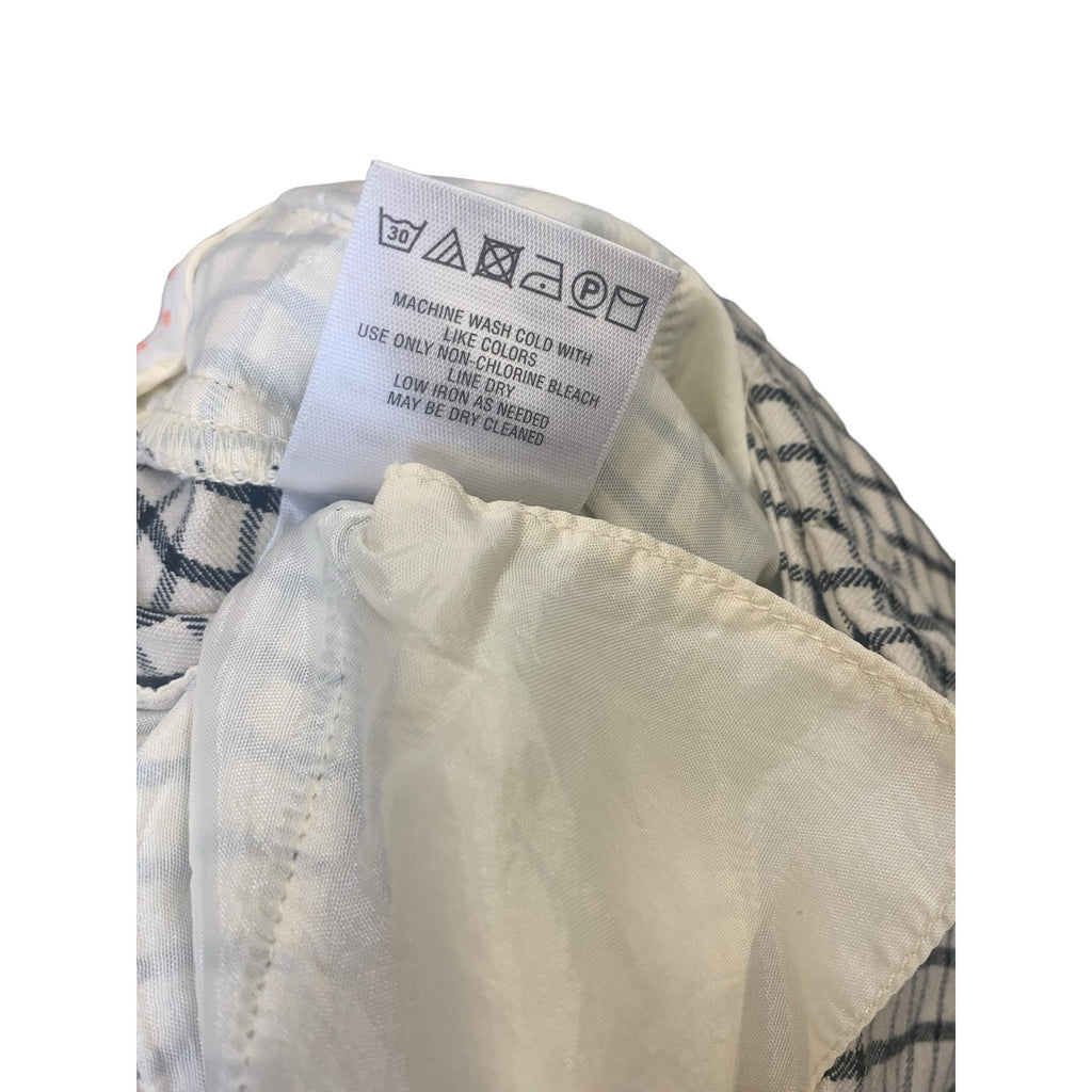 Anthropologie The Essential Slim Trousers Cream/Black Plaid Pants SZ 8