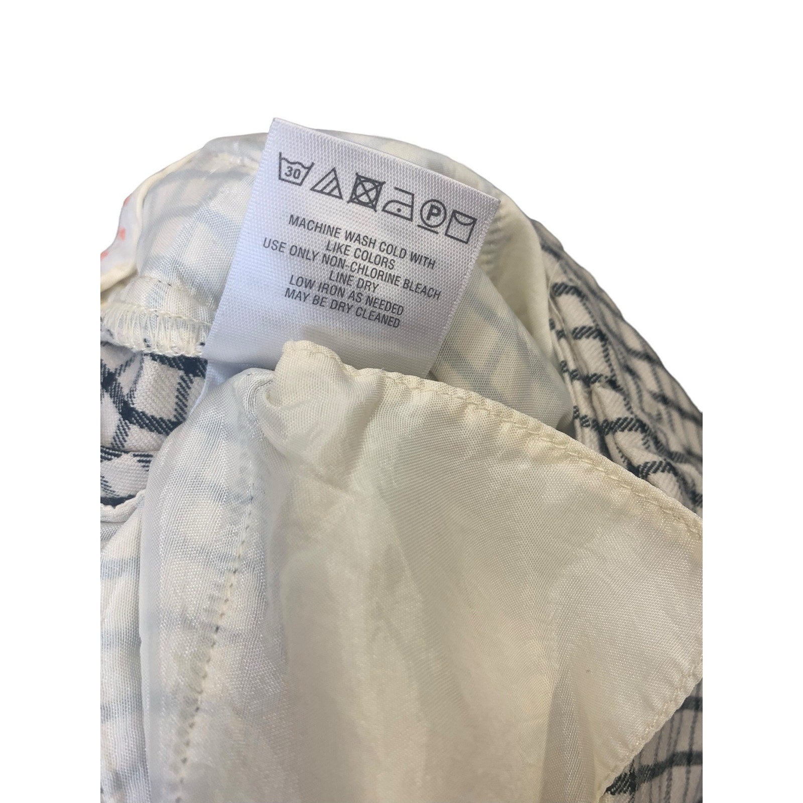 Anthropologie The Essential Slim Trousers Cream/Black Plaid Pants SZ 8