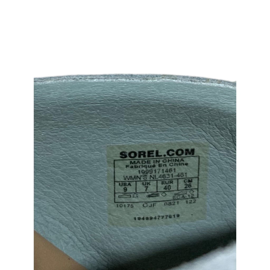 Sorel Cameron Flatform Mule Crushed Blue Suede Sandal Women's Size 9