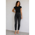 Rag & Bone Nina High-Rise Ankle Cigarette Jeans Colby Grey Acid Wash 25