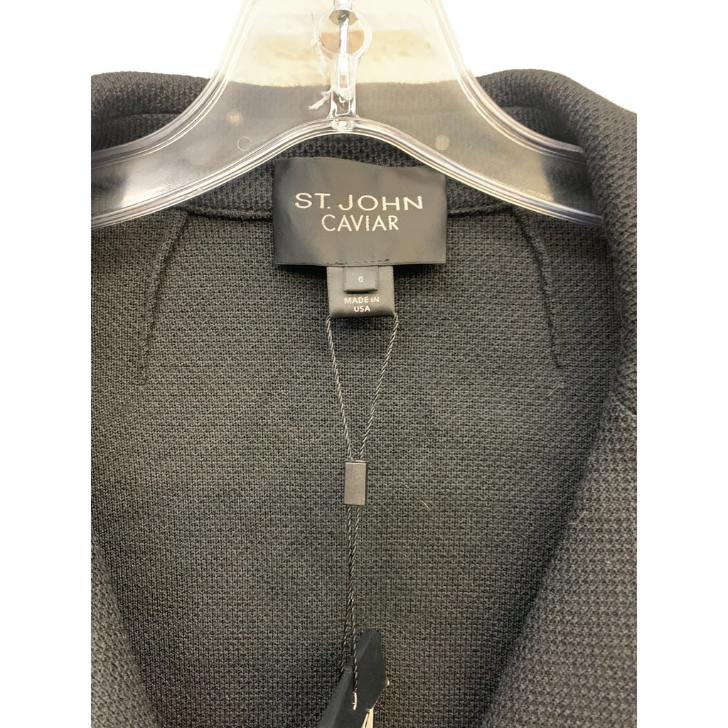 NWT St. John Caviar Black Blazer 2 Button Women's SZ 6