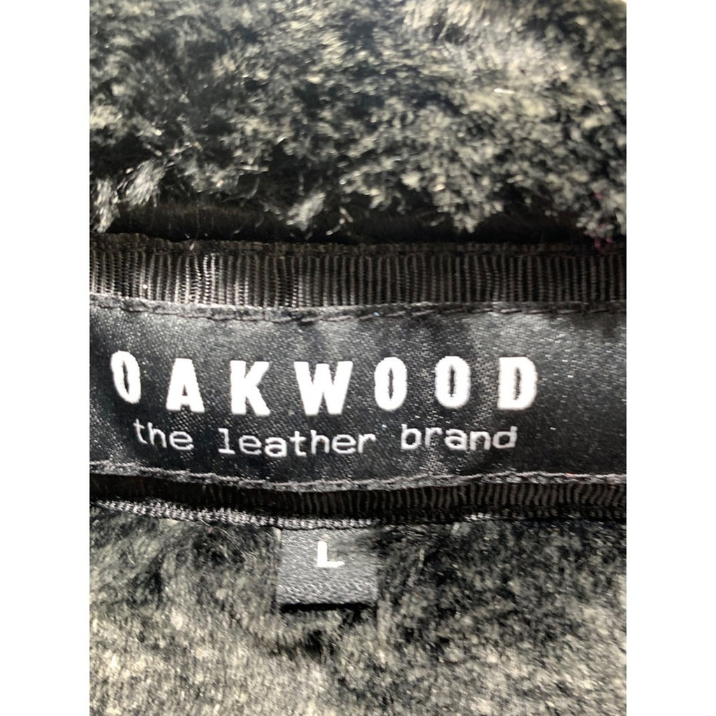 OAKWOOD The Leather Brand Women's L Gray Faux Fur Lined Faux Suede Moto Jacket