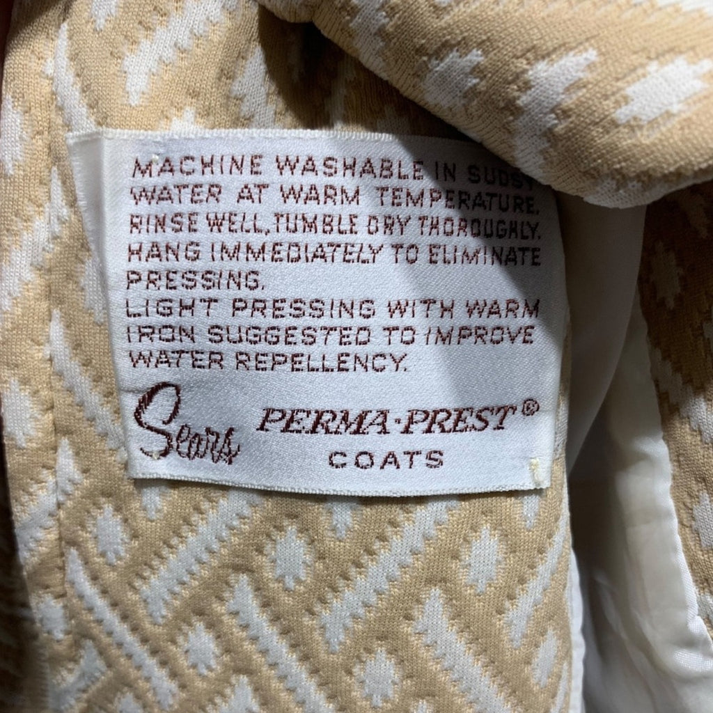 Vintage Sears Perma-Prest Coats Womens Beige Double Breasted Trench Coat Size 16