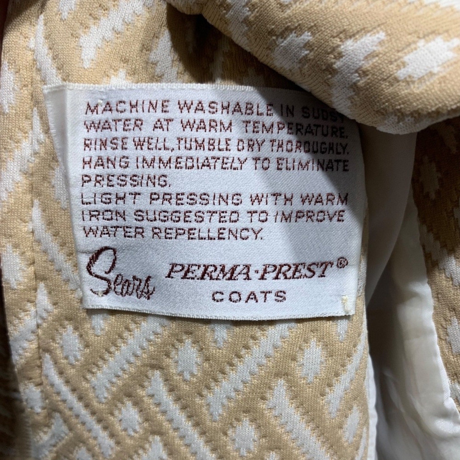 Vintage Sears Perma-Prest Coats Womens Beige Double Breasted Trench Coat Size 16
