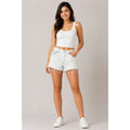 True Religion Jayde White Denim Cut Off Shorts Horseshoe Flap Pocket USA Size 26