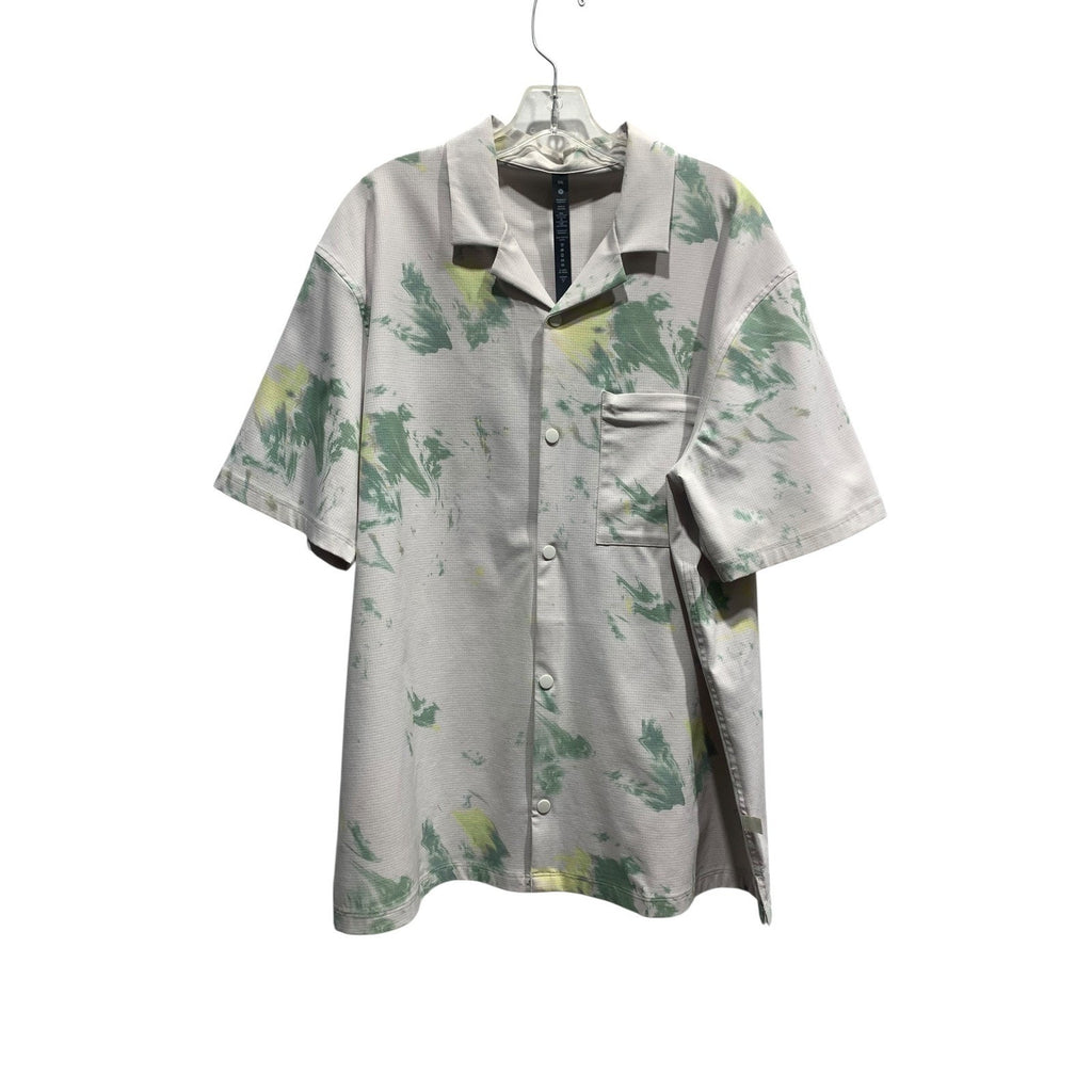 Lululemon Airing Easy Camp Collar Shirt Diffuse Dye Print Green Multi XXL