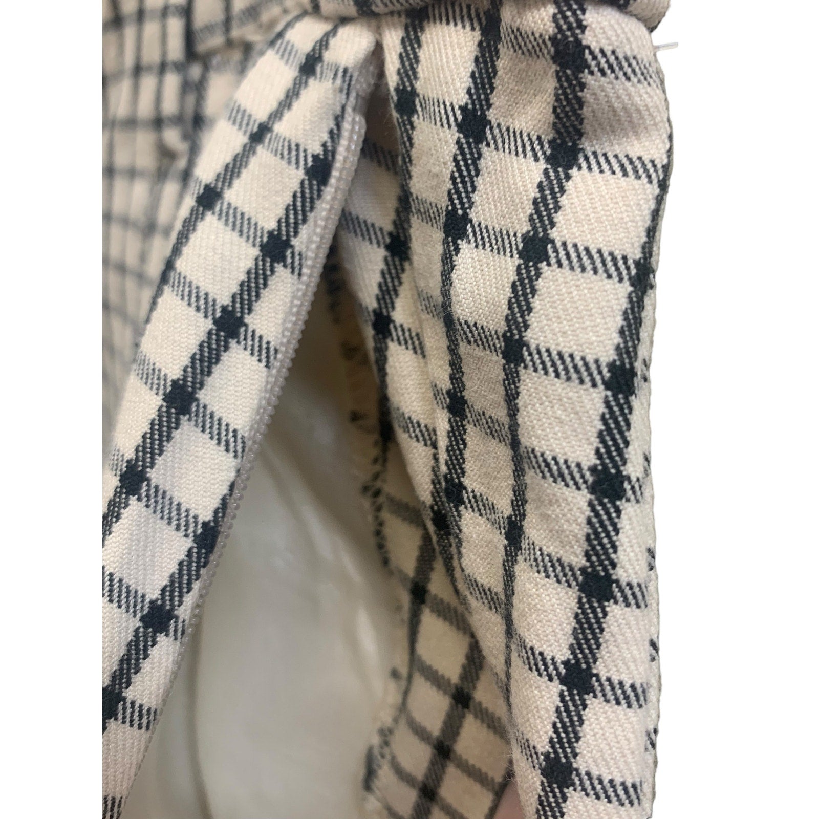 Anthropologie The Essential Slim Trousers Cream/Black Plaid Pants SZ 8