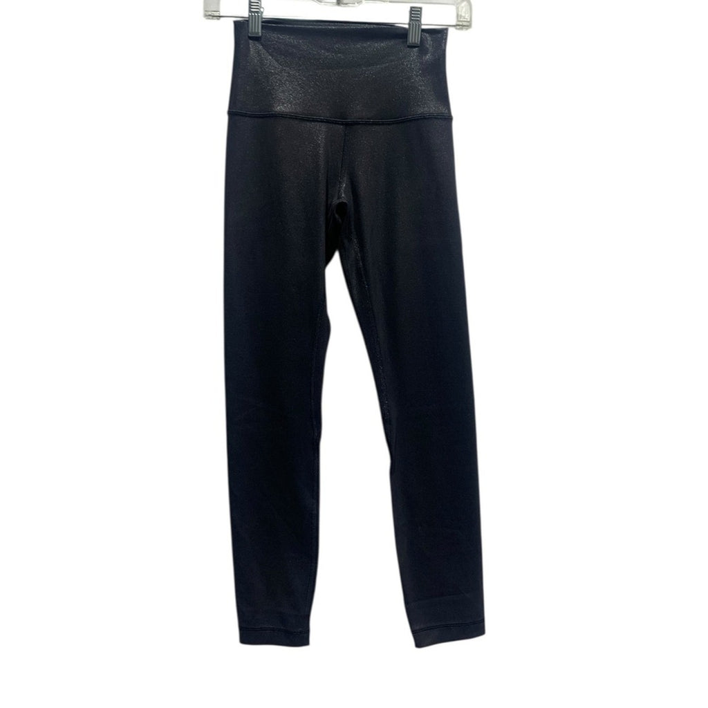 Lululemon Align HR Pant 25 Shine Black Textured Shiny Leggings Size 4