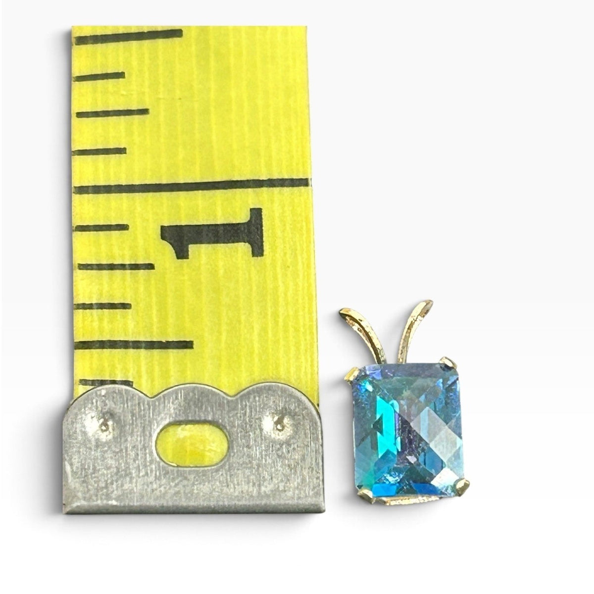 14k Yellow Gold Neptune Garden Mystic Topaz Emerald Cut Pendant Wearable Luxury