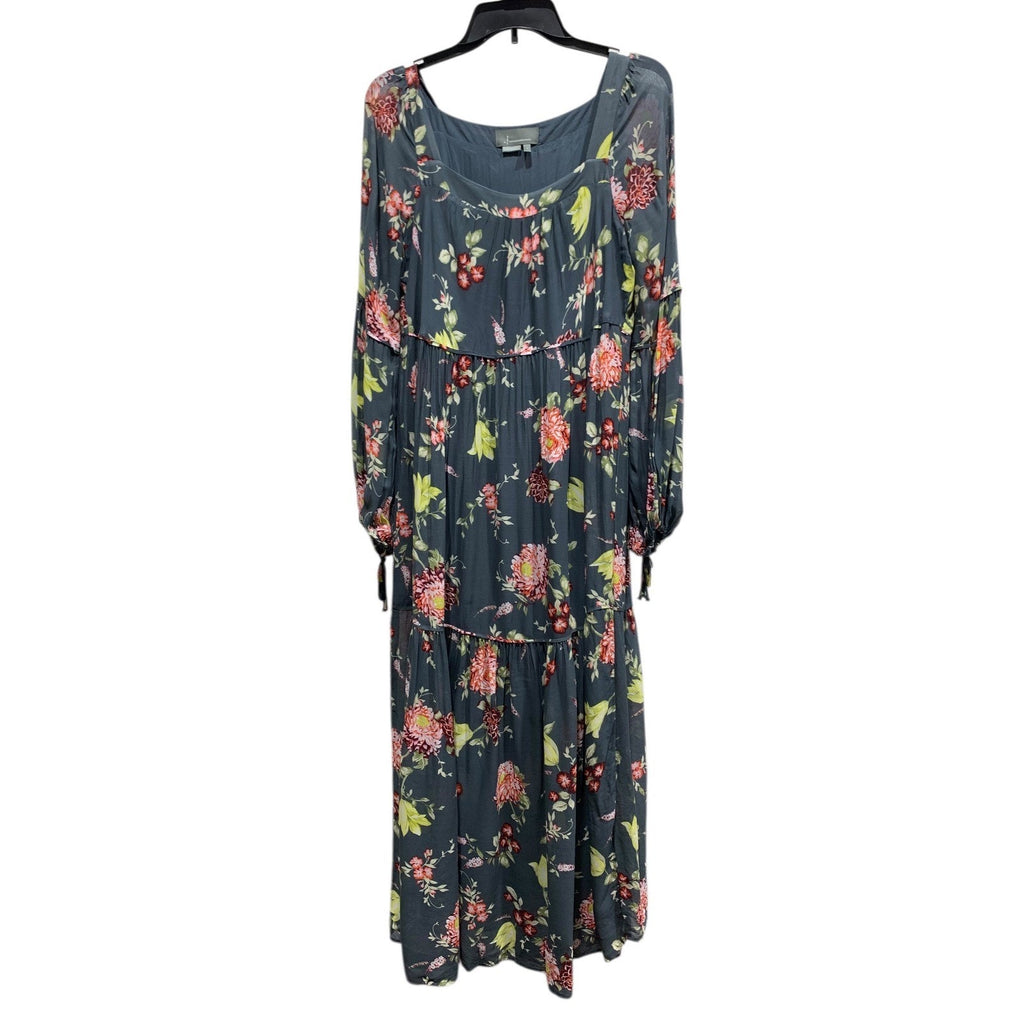 Anthropologie Evelin Maxi Dress Long Puff Sleeve Tiered Square Neck Womens M