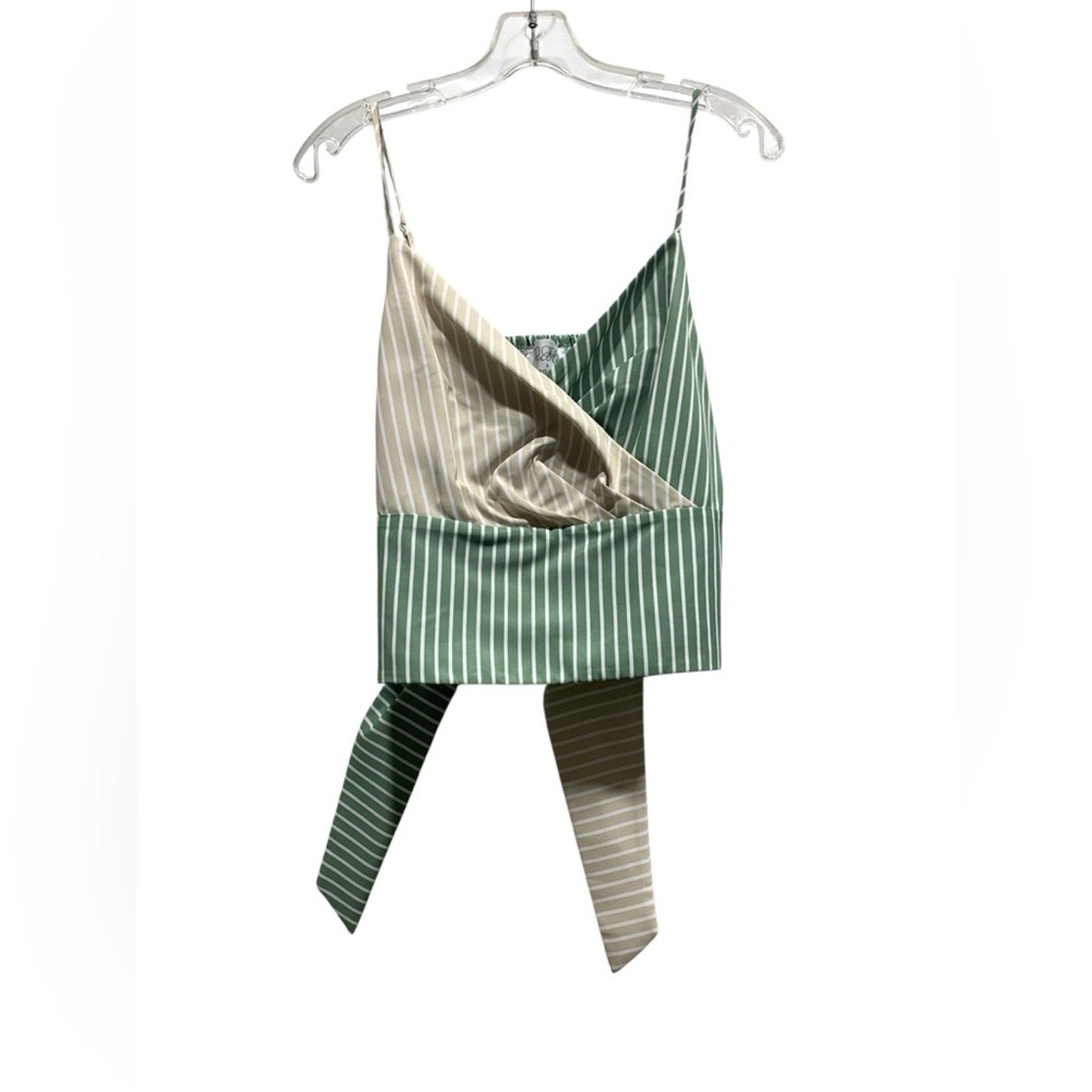 NWOT Mare Mare x Anthropologie Beige, Green Striped Tie Wrap Tank Top sz xs