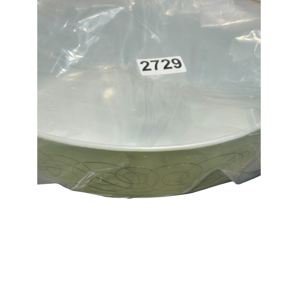 Pyrex 045 Golden Scroll 2.5 Qt Oval Casserole Dish Sage Green Gold No Lid