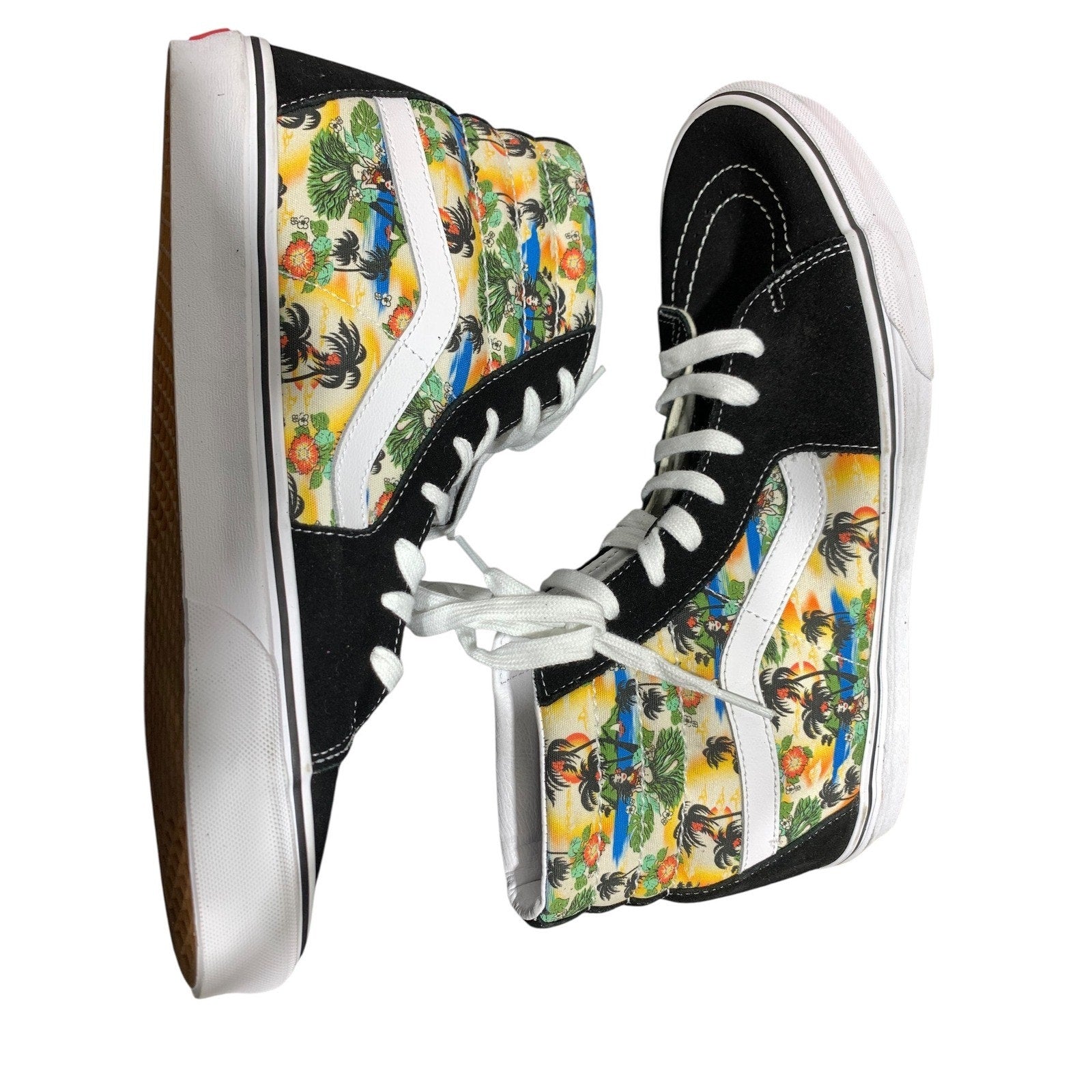Vans Sk8-Hi Black Tropical Island Palm Tree High Top Sneaker Mens 12 Skater casu
