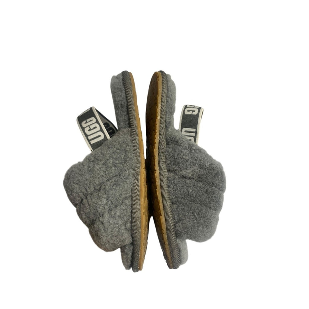UGG Kids Fluff Yeah Slide Slippers Gray Fuzzy US 10 KIDS back Sandals, Comfy SZ